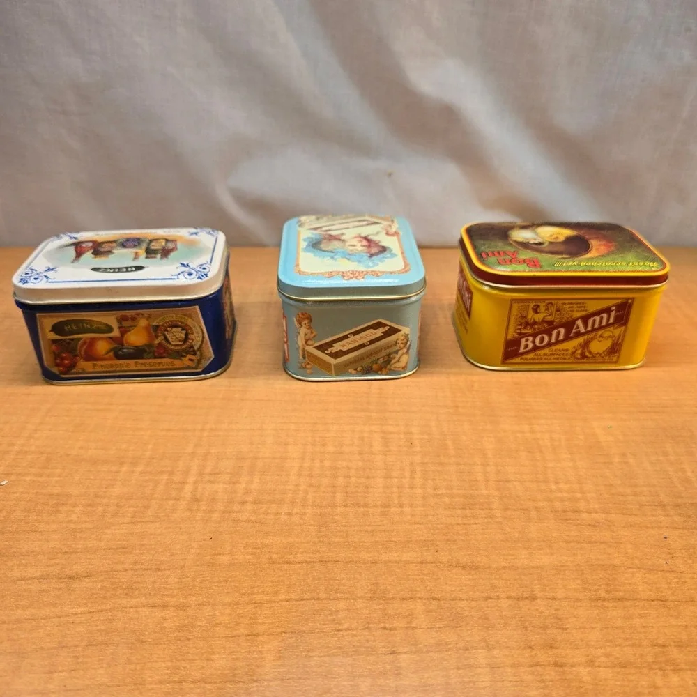 3 Retro Reproduction Bristol Ware Tins 1983 Bon Ami, Heinz, Nabisco Great Shape!